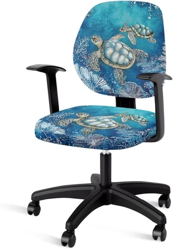 Vista 18 de Talayituse - Funda para silla de oficina o computadora con estampado de estrellas de playa, funda de asiento dividida elástica, extraíble y lavable