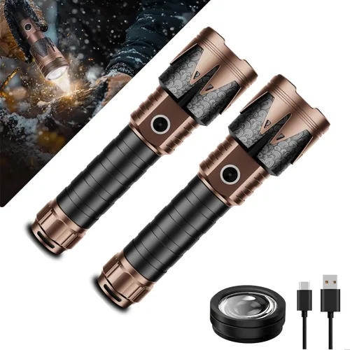 Vista 11 de SKYFIRE Linternas recargables de alto lúmenes con lente de ignición, linterna táctica súper brillante de 5000, con zoom, 6 modos, linterna