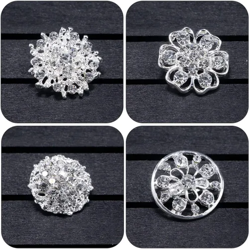 Vista 2 de EXCEART 120 broches de diamantes de imitación broches de boda vintage para banquete boda solapa fiesta broches de novia con diamantes de imitación