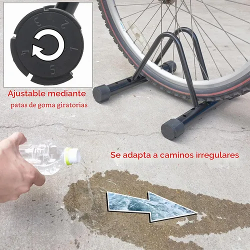 Vista 5 de Soporte de bicicleta para bicicletas de montaña y carretera, soporte ajustable para bicicletas de bicicleta para interiores y exteriores, resistente