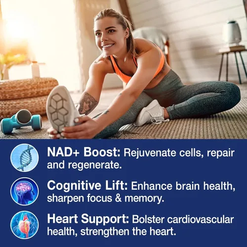 Vista 5 de Suplemento NAD+ - NAD Ribósido de Nicotinamida Resveratrol Suplemento NAD 1000mg Orgánico Puro para Mujeres y Hombres Anti-Edad, Energía, Enfoque