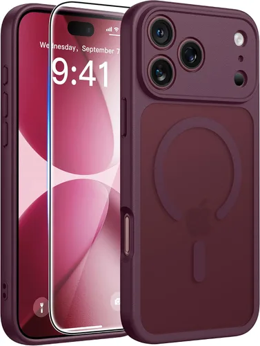 Vista 188 de FNTCASE Funda para iPhone 17 Pro: Fundas delgadas translúcidas de color azul claro compatibles con MagSafe, protección completa de la cámara