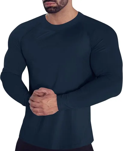 Vista 5 de Camisas de compresión atléticas de manga larga para hombre, capa base, camisa de entrenamiento atlético, camisas de compresión, camisetas deportivas