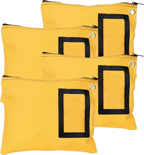 Vista 2 de BankSupplies Bolsas de lona con cremallera de 12 pulgadas de ancho x 9 pulgadas de alto, juego de 4 bolsas de almacenamiento grandes con ojales