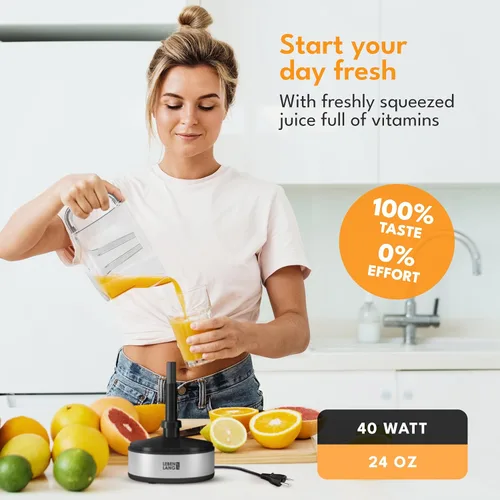 Vista 4 de LEBENLANG Exprimidor de cítricos eléctrico - 2 conos y libre de BPA Alto rendimiento de jugo y gran volumen Exprimidor de jugo de naranja