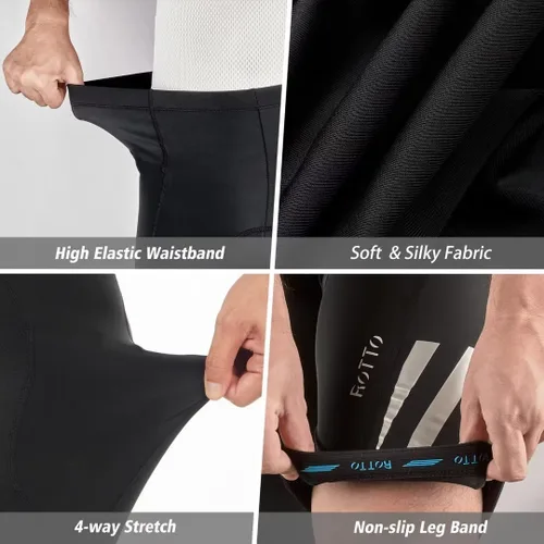 Vista 5 de ROTTO Pantalones cortos de ciclismo para hombre con acolchado de gel