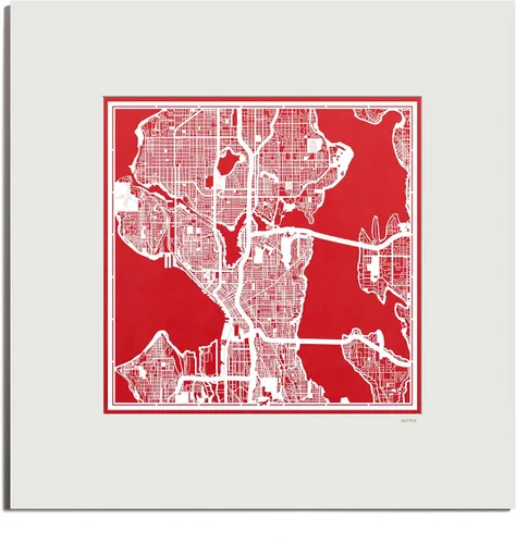 Vista 157 de O3 Design Studio San Diego, CA Paper Cut Map Matted Grey 20x20 in Paper Art