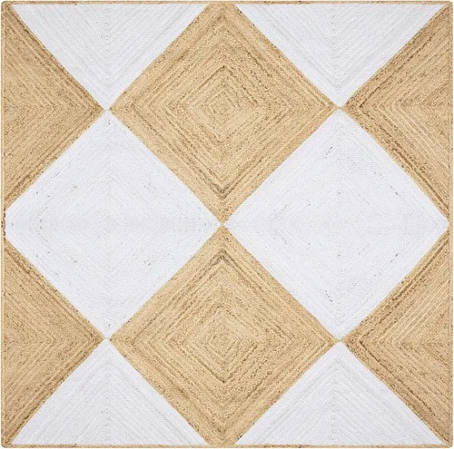 Vista 21 de Natural Jute Collection - Alfombra rectangular de 2 x 3 pies, alfombra de yute trenzada a cuadros multicolor de 0.27 pulgadas de grosor, ideal