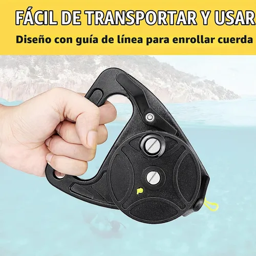 Vista 4 de Anclaje compacto de 150 pies para kayak con tapón de pulgar para buceo submarino de seguridad 150ft Strong Nylon Line, Easy Control Dive Reel