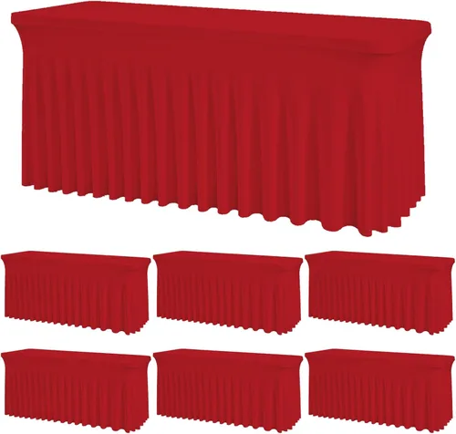 Vista 27 de Mantel rectangular de elastano negro, funda elástica ajustada para mesas rectangulares de 1,8 m, falda de mesa elástica sin arrugas para decoración