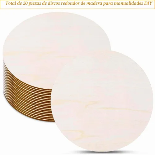 Vista 2 de 20 Piezas Discos de Madera Redondos de 12 Pulgadas para Manualidades, Audab Círculos de Madera Sin Acabar Redondos de Madera Recortes de Madera