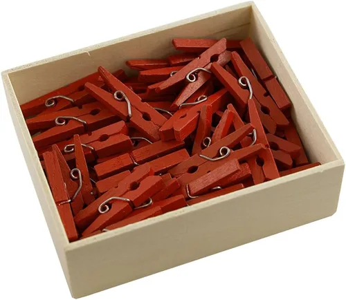 Vista 14 de JAM Papel® Mini Madera Ropa Pin Clips – 1 1/8" & 7/8 – 50 por caja, Blanco