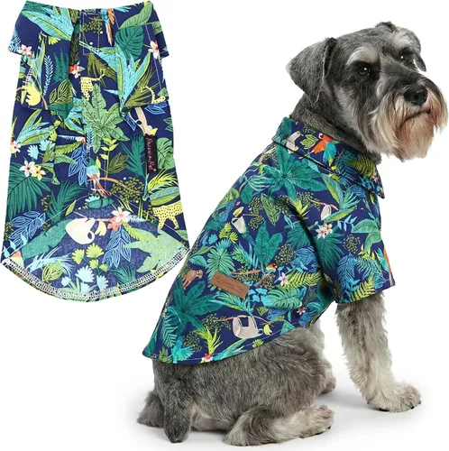 Vista 17 de Parisian Pet Camisa para perro de Amazonia - Ropa de algodón para perros pequeños - Elegante traje tropical para perros - Ropa ligera y suave