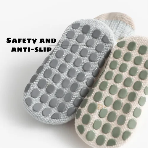 Vista 4 de 5 pares de calcetines antideslizantes con agarre para tobillos para bebés, niños y niñas, calcetines antideslizantes adhesivos para bebés, niños