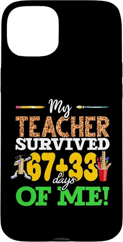 Vista 9 de My Teacher Survived 67+33 Days of Me Dab 100 Days of School Case for iPhone 17