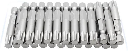 Vista 32 de TMAX Juego de puntas de destornillador de cabeza de estrella T6 Torx de 25 piezas, acero S2 de 6 puntos T-6 puntas de inserción de destornillador