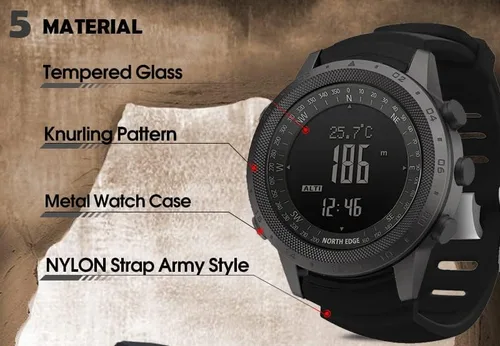 Vista 8 de Pafusen Reloj digital deportivo al aire libre, relojes tácticos para hombres, relojes para hombre, reloj de pulsera táctico negro, relojes militares