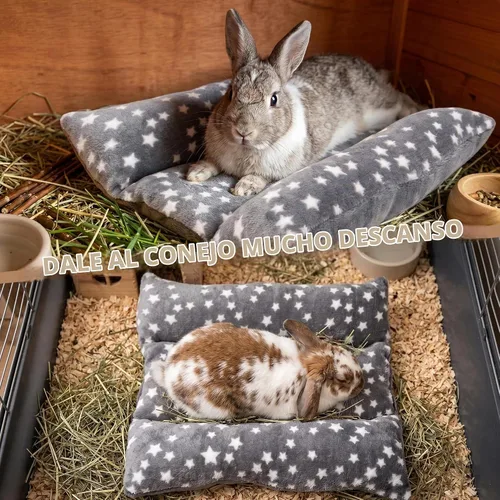 Vista 4 de Cama de conejo, accesorios de jaula de cama cóncava suave para animales pequeños
