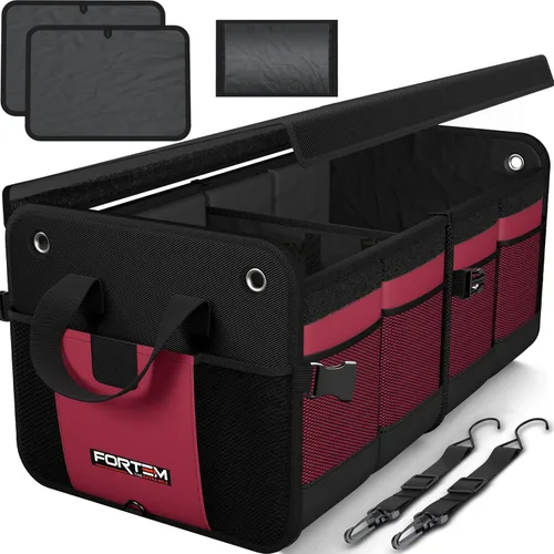 Vista 14 de FORTEM Organizador de maletero con enfriador para SUV, organizador y almacenamiento de automóvil, multicompartimento plegable, regalo de Navidad