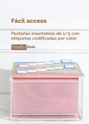 Vista 3 de SortRax Carpetas colgantes de tamaño legal, plástico resistente, color Pastel