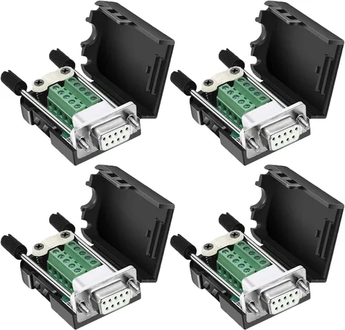 Vista 11 de DB9 Conector de ruptura, (2 unidades, macho+2 piezas hembra) DB9 placa de ruptura sin soldadura RS232 D-SUB DB 9 macho hembra bloque de terminales