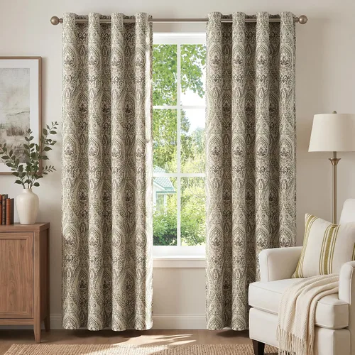Vista 38 de jinchan Cortinas de lino texturizadas para oscurecer la sala de estar, 54 pulgadas de largo, cortinas de medallón para dormitorio, tratamientos