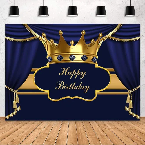 Vista 8 de MEHOFOND Telón de Fondo Real Negro y Dorado para Fiesta de Cumpleaños de Decoración para Hombre, Niño, Príncipe, Telón de Fondo de Corona Dorada