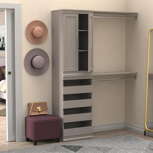 Vista 15 de ClosetMaid Kit de estante de almacenamiento modular y barra para colgar, color gris pardo