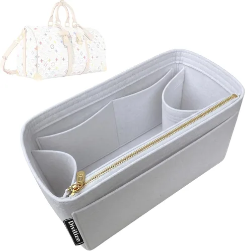 Vista 17 de Divitize Organizador de bolso premium compatible con LV Keepall 25/35/45/50/55/60, hecho a mano, ajuste perfecto, cómodo y resistente, fieltro
