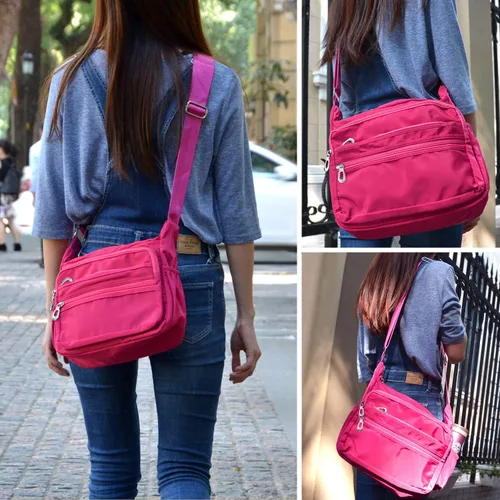 Vista 6 de Bolso bandolera impermeable para mujer, bolso bandolera de nailon, casual