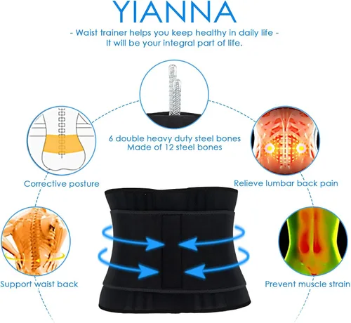 Vista 3 de YIANNA Waist Trainer for Women Sauna Waist Trimmer Belt Tummy Band Sports Girdles