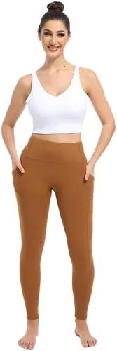 Vista 2 de Leggings with Pockets for WomenHigh Waist Tummy Control Workout Athletic Running Yoga PantsRegular and Plus
