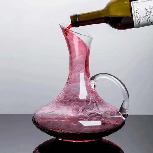 Vista 8 de Decantador de vino de vidrio con asa, decantador de vino tinto transparente para amante, jarra