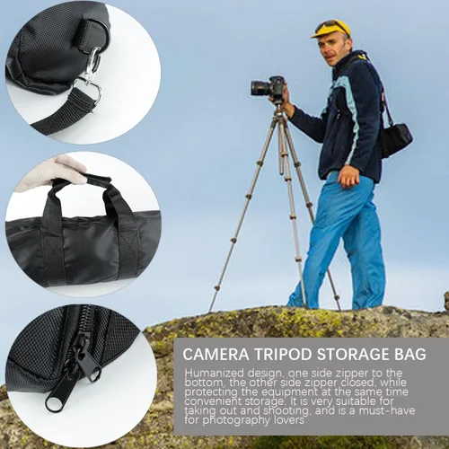 Vista 5 de Funda de trípode con correa para el hombro, funda compacta acolchada, cierre de cremallera de longitud completa para trípode, soporte de micrófono