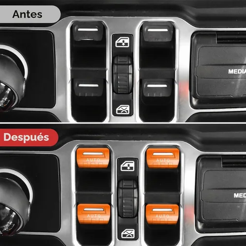 Vista 4 de DIAMOOKY 4 piezas de cubiertas de botón de interruptor de ventana de metal mejoradas compatibles con Jeep Wrangler JL JLU 2018-2026 y Gladiator JT