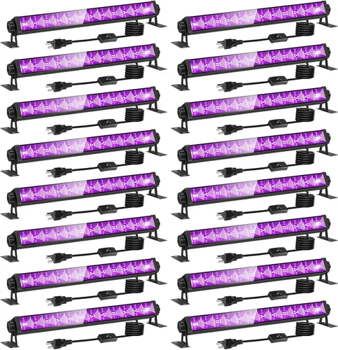 Vista 8 de Barra de luz LED negra de 120 W, cable e interruptor de 10 pies, carcasa de aluminio, luces negras impermeables YIAYETOG IP66 para grandes espacios