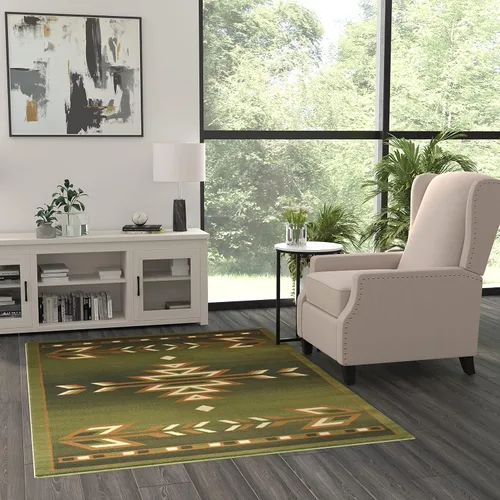 Vista 7 de Masada Masada Rugs Southwest - Alfombra nativa americana de 2 x 3 pies, color verde