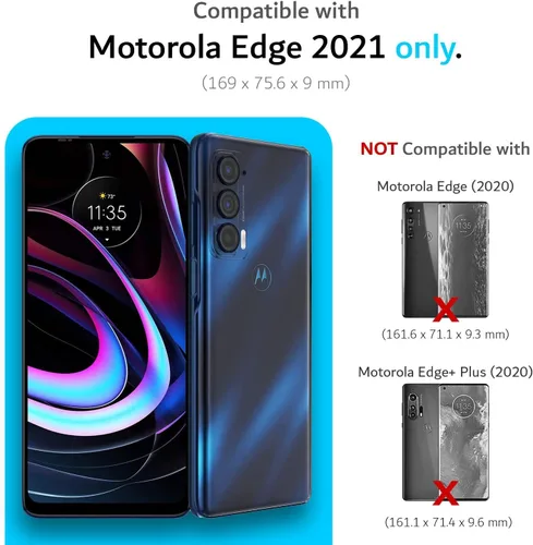 Vista 2 de TUDIA DualShield - Funda diseñada para Motorola Edge 5G UW/Moto Edge 2021, protección delgada, resistente, de doble capa, color negro mate