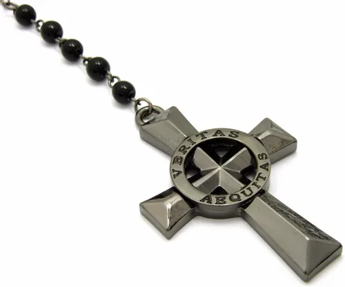 Vista 3 de COLLAR VERITAS AEQUITAS CRUZ BOONDOCK SAINTS COLLAR DE CRISTAL CON CUENTAS ROSARIO