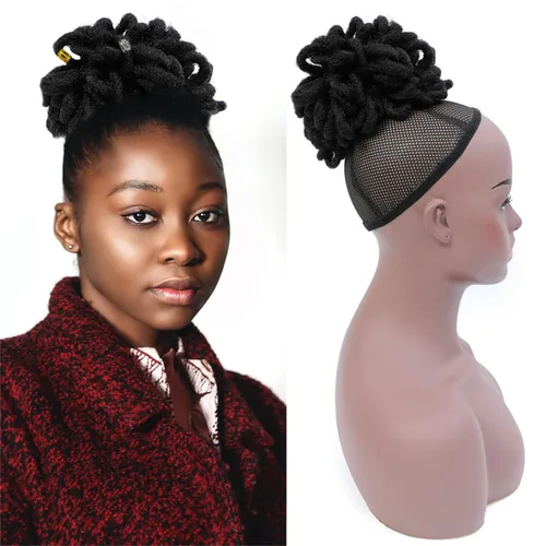 Vista 27 de DreadLocks Chignons Afro High Puff Cola de Caballo con Cordón Moño de Cabello Postizos Faux Locs Chignons con Clip Cola de Caballo para Mujeres