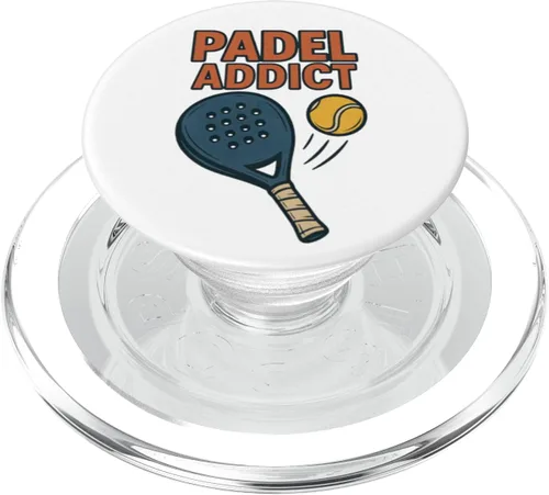 Vista 7 de Padel Addict - Fun, Funny Retro Tennis Racket Ball PopSockets Adhesive PopGrip