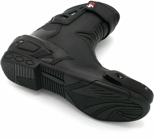 Vista 4 de Zapatos de moto de cuero real de alta tecnología para hombre, para motocicleta, carreras de deportes de motor, Negro