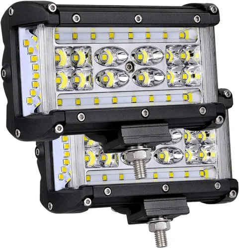 Vista 9 de Luces LED de disparo lateral, Muto-Beam, 2 piezas, 4 pulgadas, cuatro filas, luces LED para niebla, lámparas impermeables para conducción Blanco