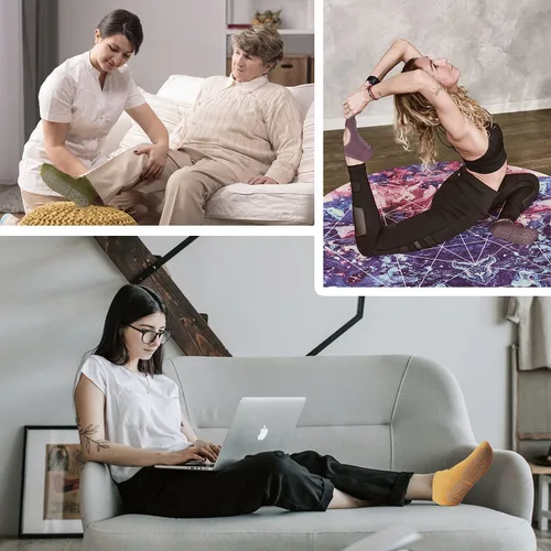 Vista 5 de unenow Calcetines antideslizantes de yoga para mujer con acolchado para pilates, barra, hogar