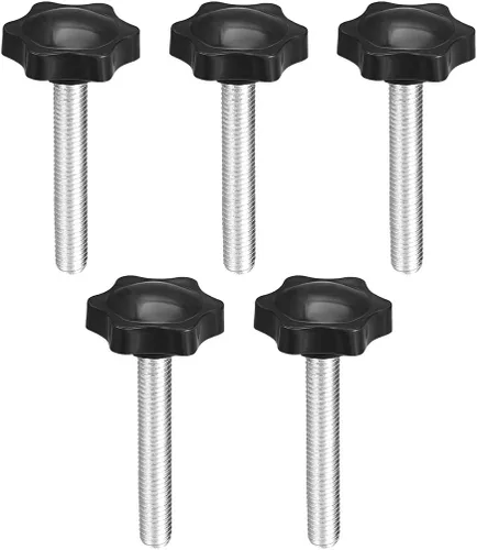 Vista 15 de uxcell Perillas de tornillo de sujeción con abrazadera Pomo de estrella M4 x 0.630 in rosca macho 5 piezas