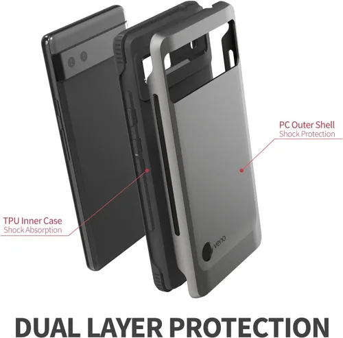Vista 3 de VENA Outcross - Carcasa para Google Pixel 6a 5G, color gris grafito/negro
