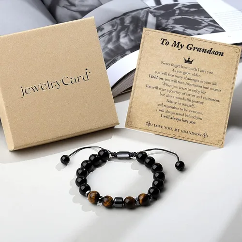 Vista 6 de Pulsera de joyería y tarjeta para hombres, regalos para adolescentes, niños, papá, hijo, hermano, novio, esposo, To My Man To My Love, pulsera