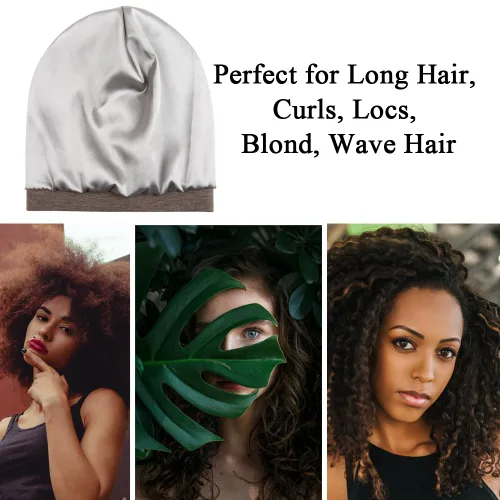 Vista 110 de Alnorm - Gorro con forro de satén y suave banda elástica para hombres y mujeres, talla única Se ajusta a la mayoría