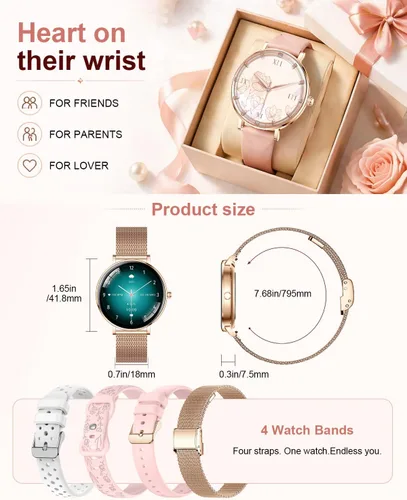 Vista 9 de Smart Watches for Women,1.32'' AMOLED Ultra-Thin Smart Watch with Bluetooth Make/Answer Call,Heart Rate/SpO2/Sleep Tracker,120+ Sport Modes IP68