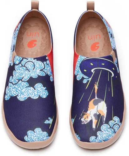 Vista 110 de UIN Zapatos de viaje para caminar para hombre, sin cordones, de lona, informales, ligeros, cómodos y modernos, diseño de perritos felices Ahhhhh